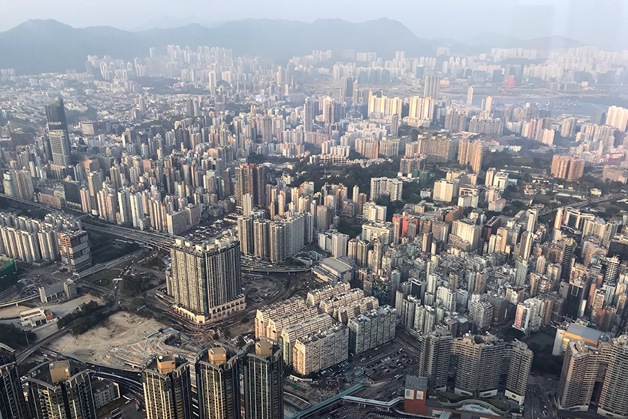 Vista de Kowloon do topo da ICC Tower.