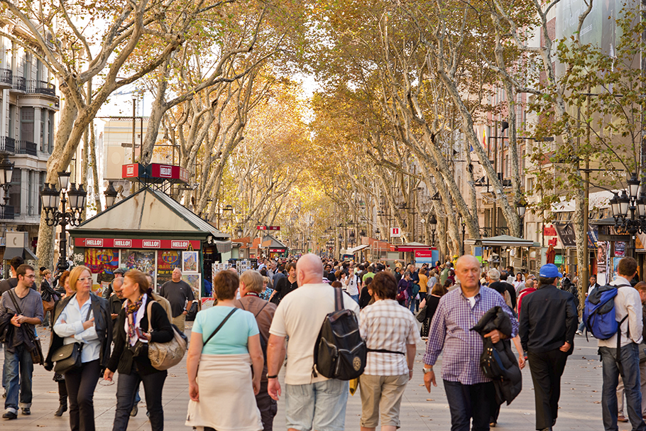 Pedestres na Rambla, Barcelona