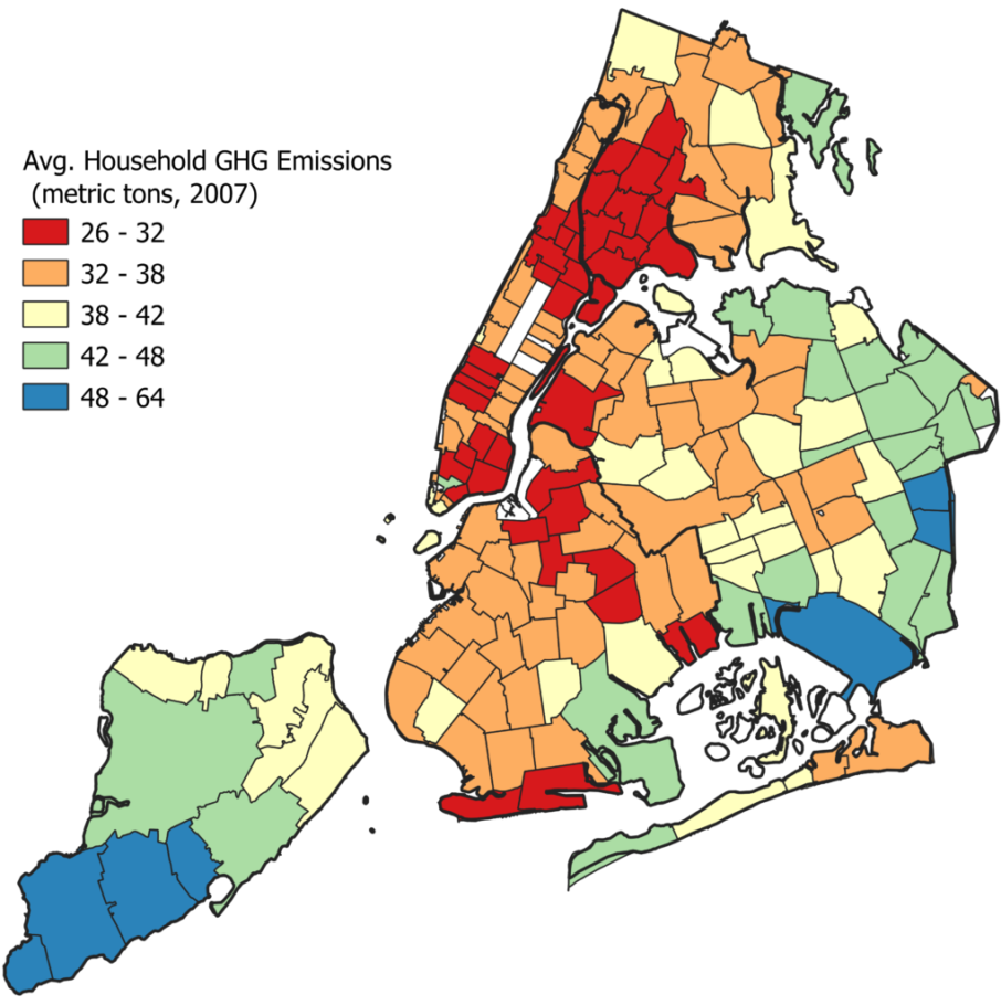 Média anual de emissões domésticas de CO2 Nova York