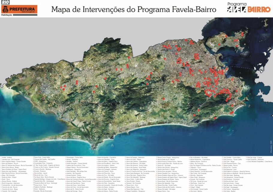 Mapa de intervenções do programa Favela-Bairro